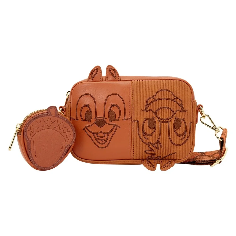 Loungefly Disney Chip n Dale Acorn Crossbody Bag Corduroy Brown WDTB3505 NEW